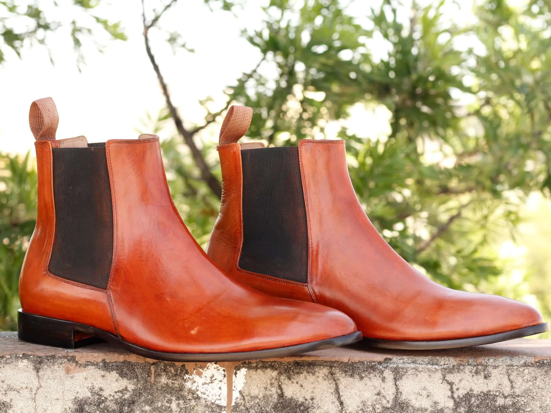 Bespoke Ankle High Tan Chelsea Leather Boot