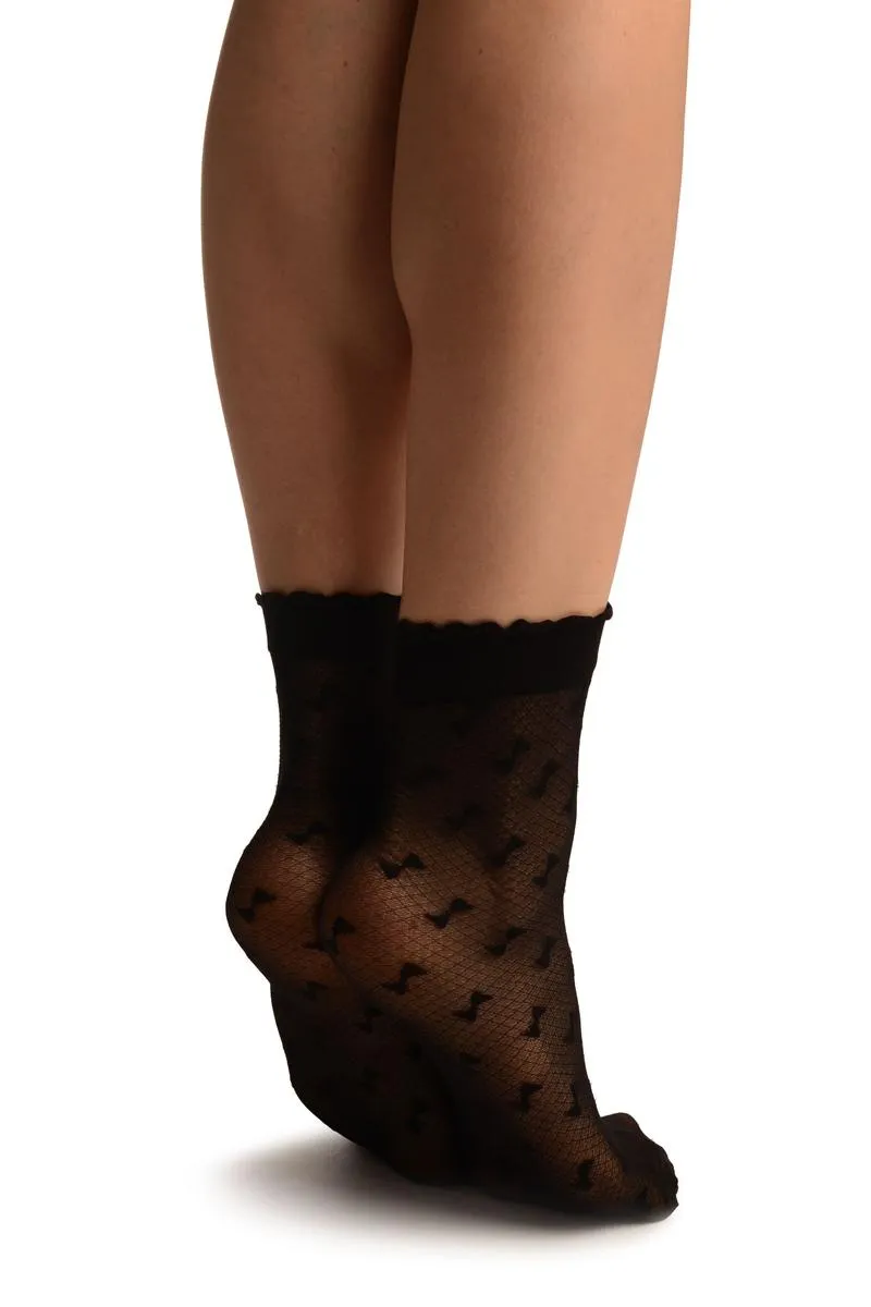 Black Little Bows Ankle High Socks