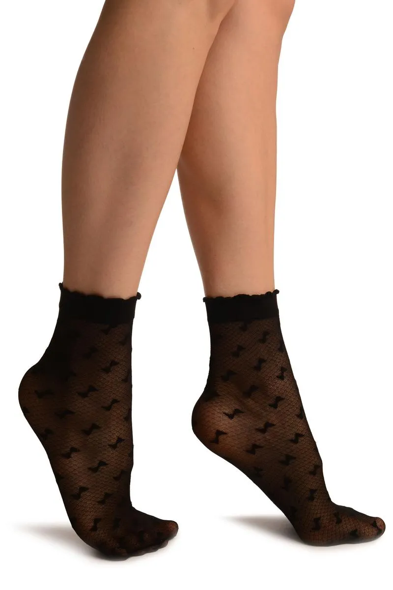 Black Little Bows Ankle High Socks