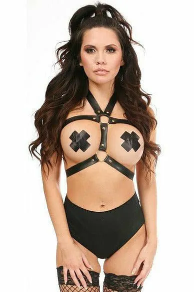 Black/Gold Vegan Leather Body Harness