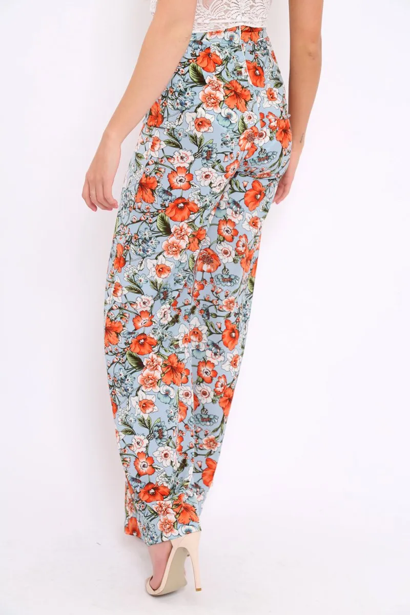 Blue Floral Trousers - Aaira