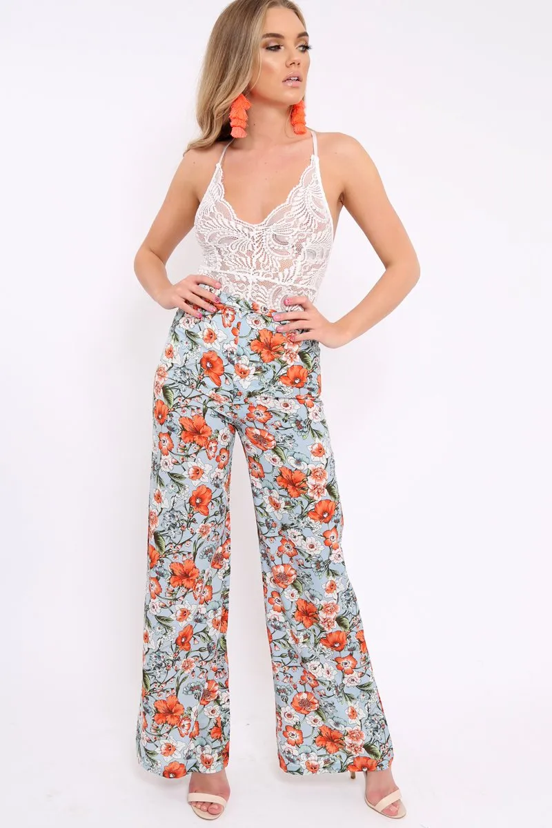 Blue Floral Trousers - Aaira