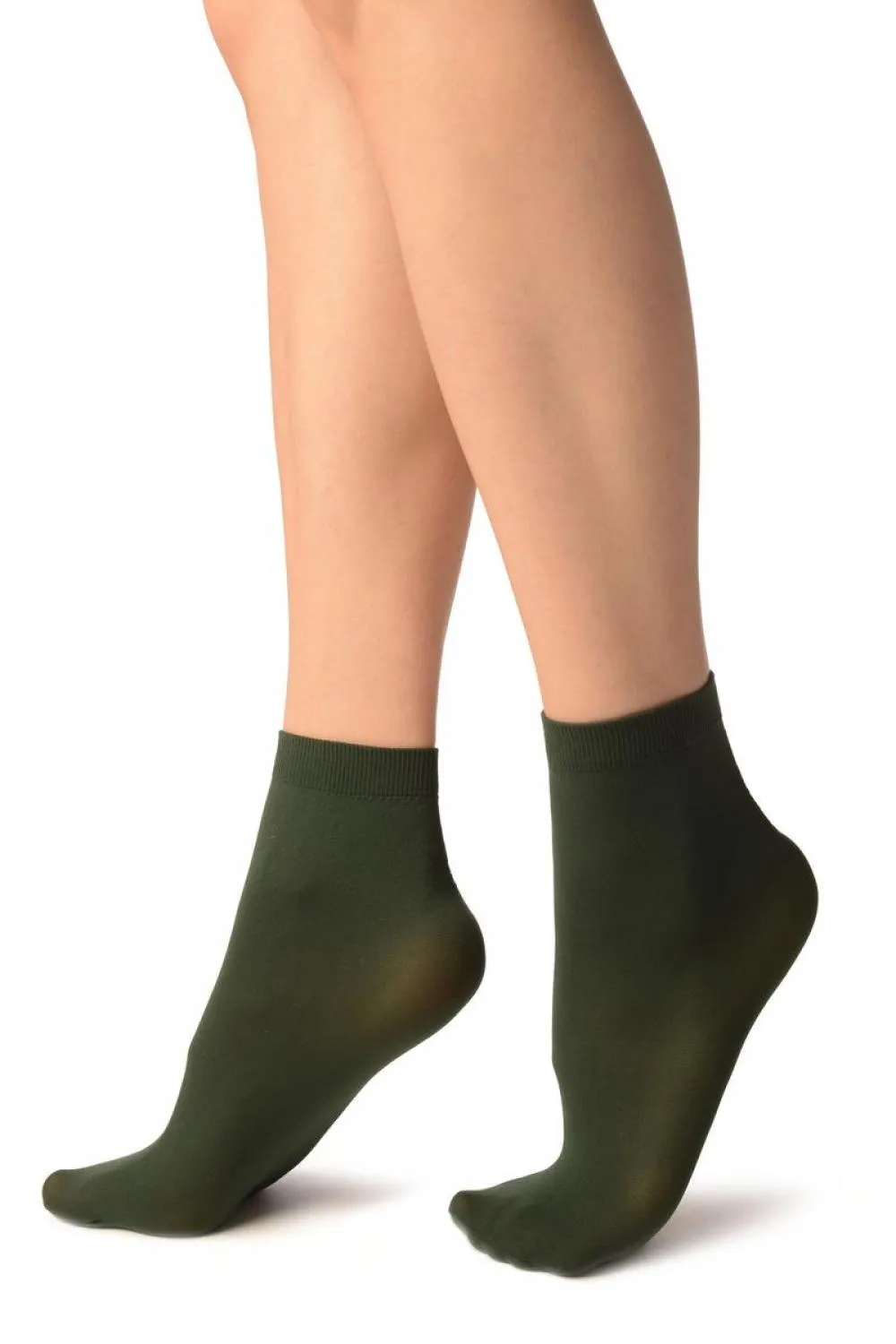 Bottle Green Plain Ankle High Socks