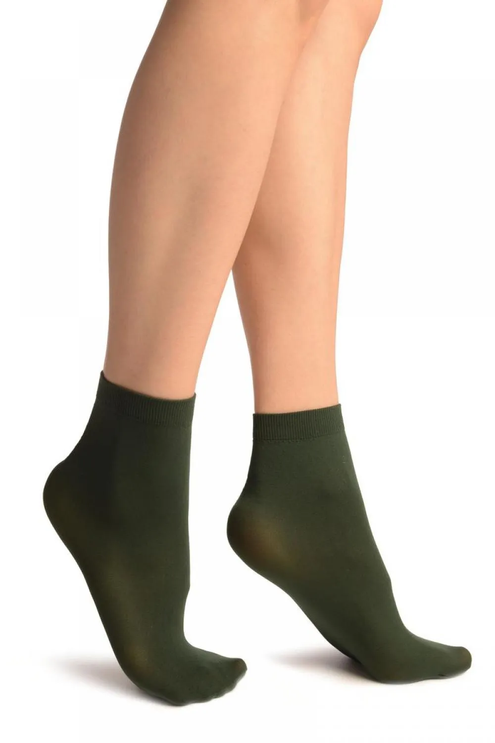 Bottle Green Plain Ankle High Socks