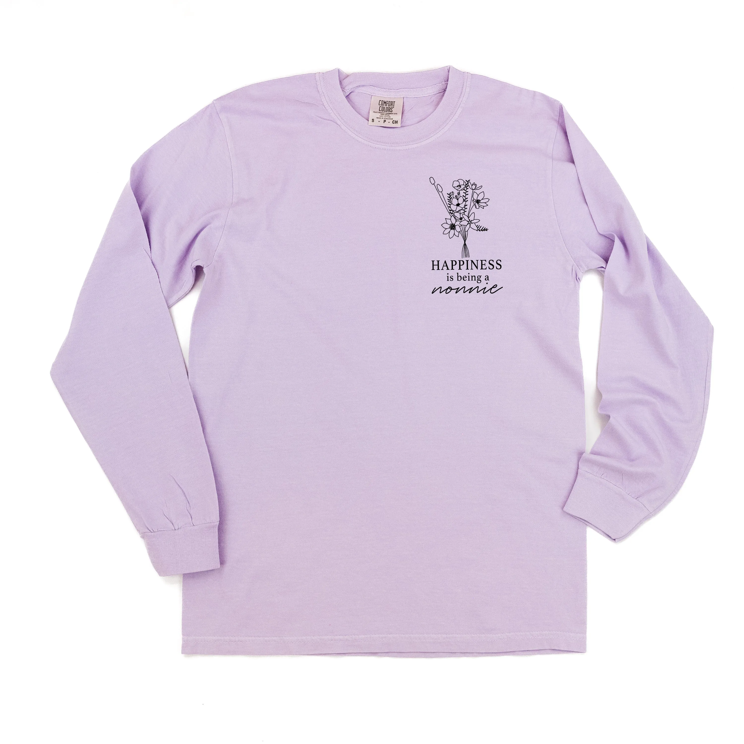 Bouquet Style - Happiness is Being a NONNIE - LONG SLEEVE COMFORT COLORS TEE