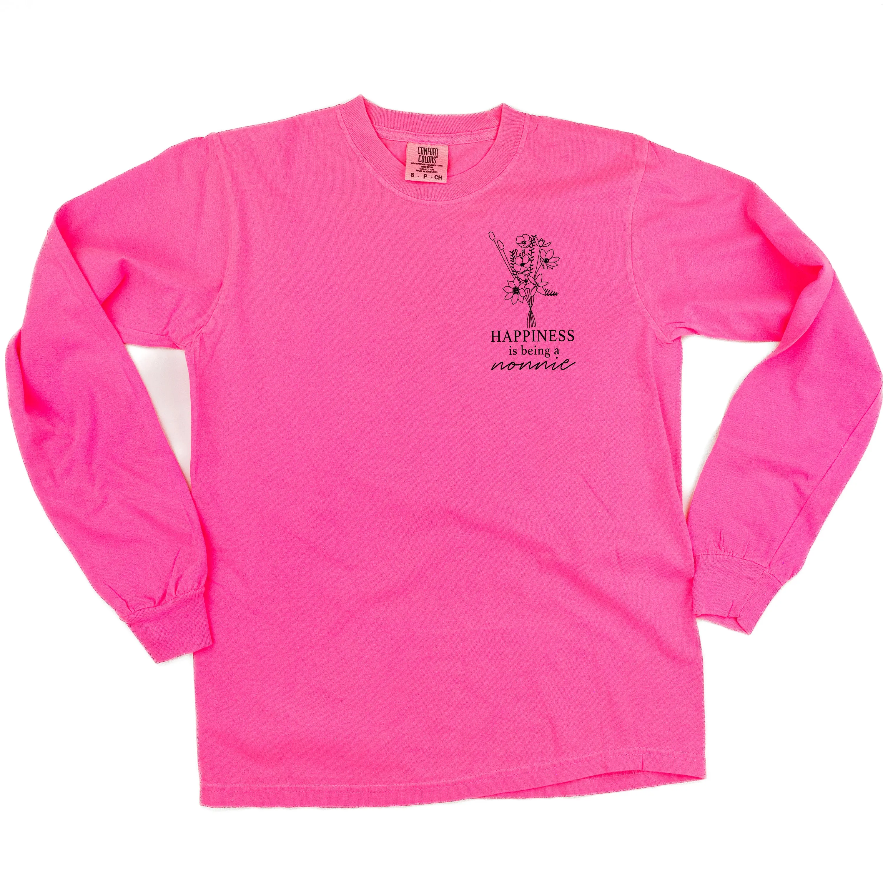 Bouquet Style - Happiness is Being a NONNIE - LONG SLEEVE COMFORT COLORS TEE