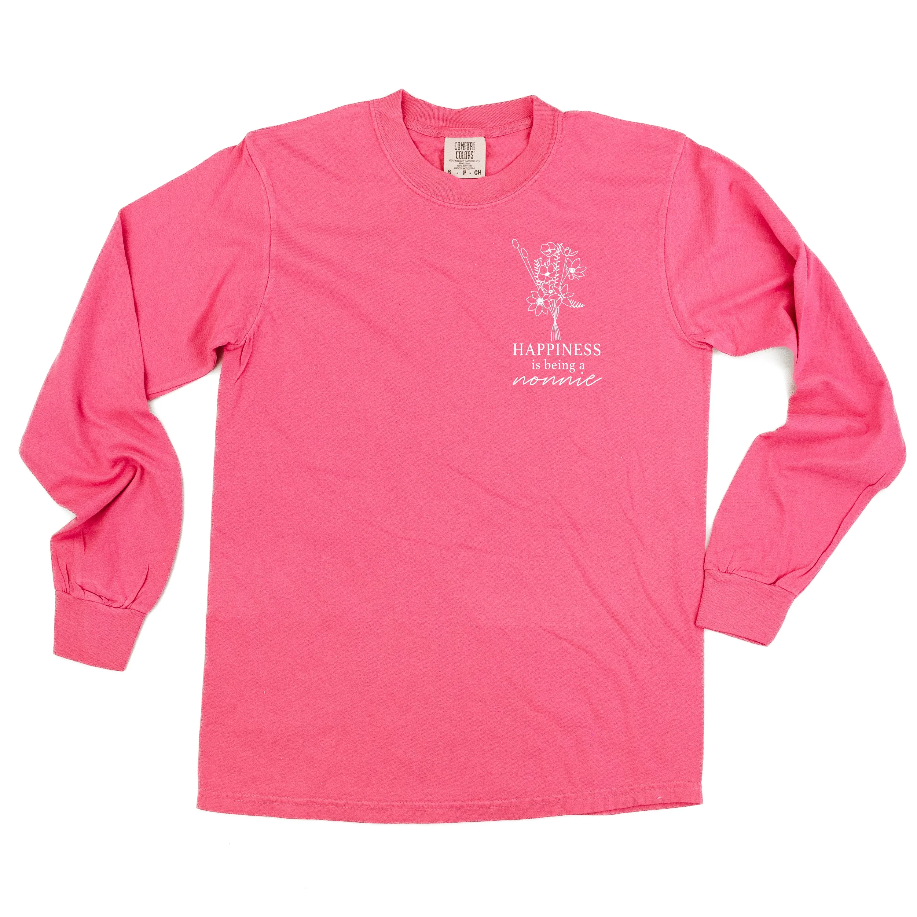 Bouquet Style - Happiness is Being a NONNIE - LONG SLEEVE COMFORT COLORS TEE