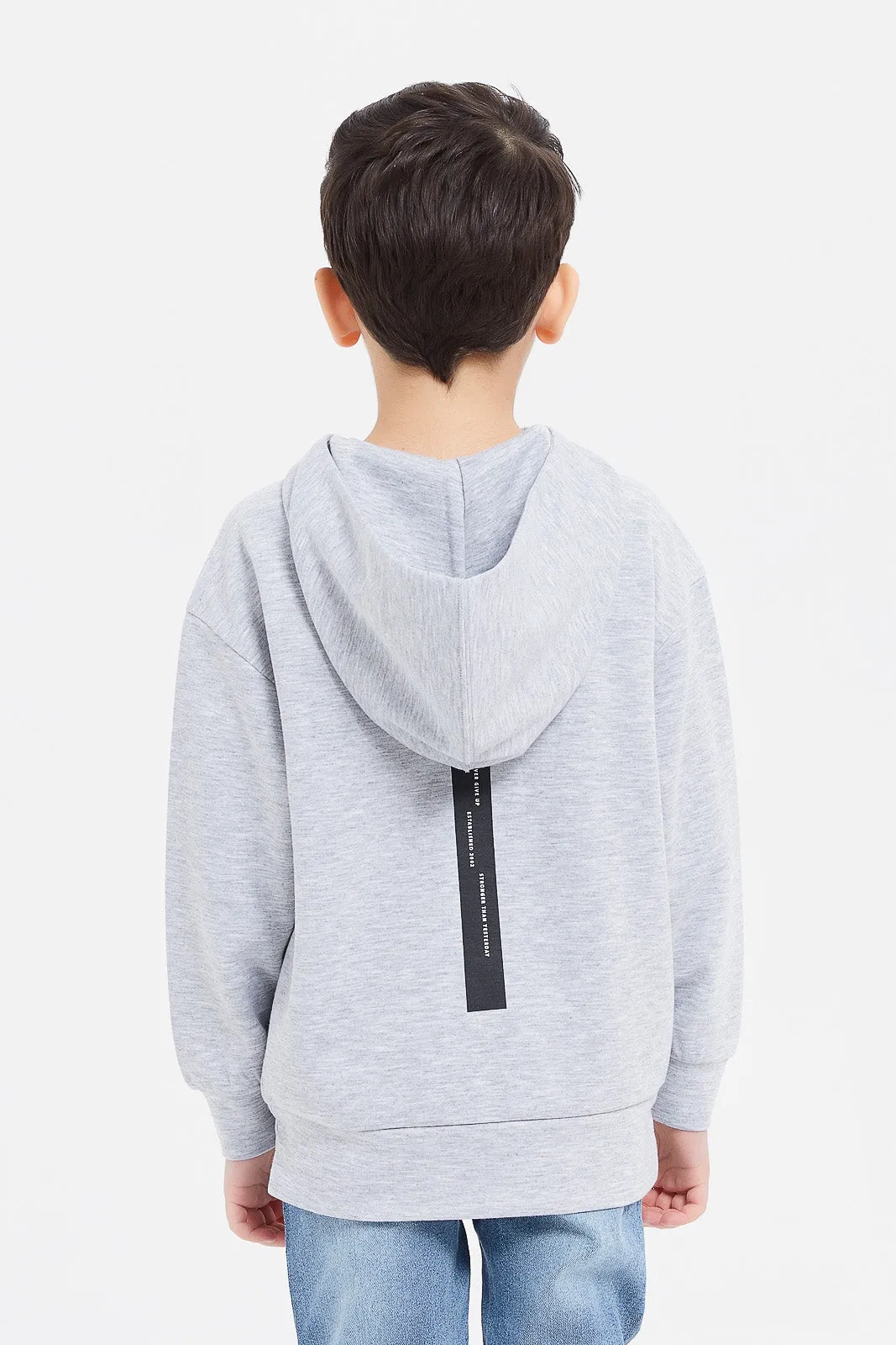 Boys Grey Oversized Hooded Sweatshirt