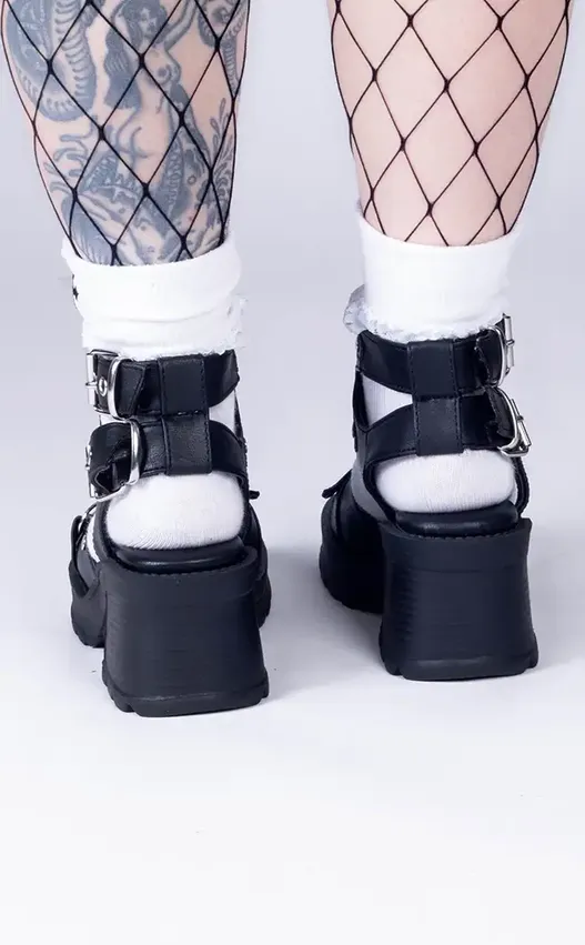 BRATTY-07 Black Chunky Heel Sandals (AU Stock)