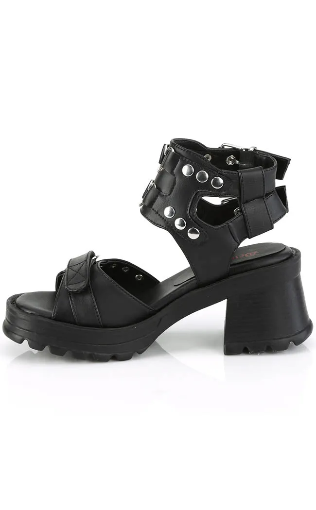 BRATTY-07 Black Chunky Heel Sandals (AU Stock)