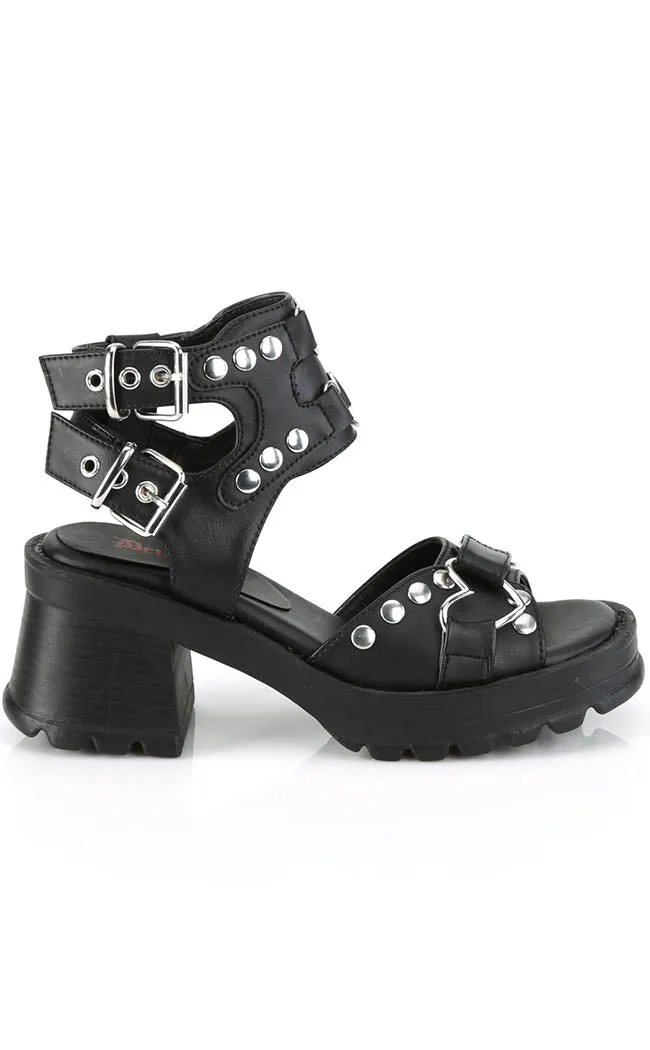 BRATTY-07 Black Chunky Heel Sandals (AU Stock)