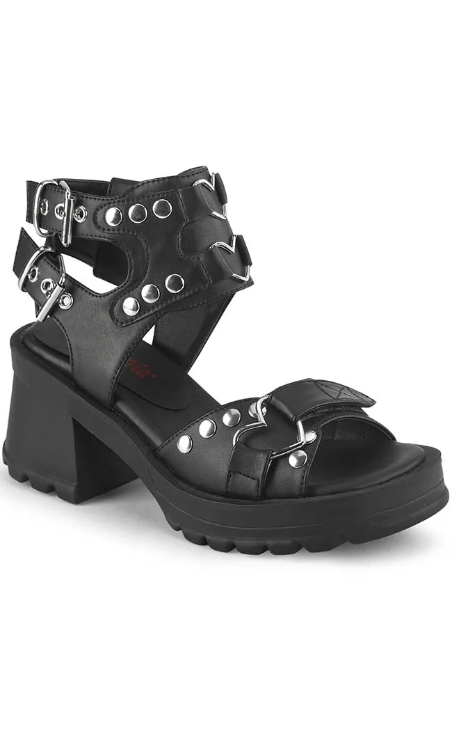 BRATTY-07 Black Chunky Heel Sandals (AU Stock)