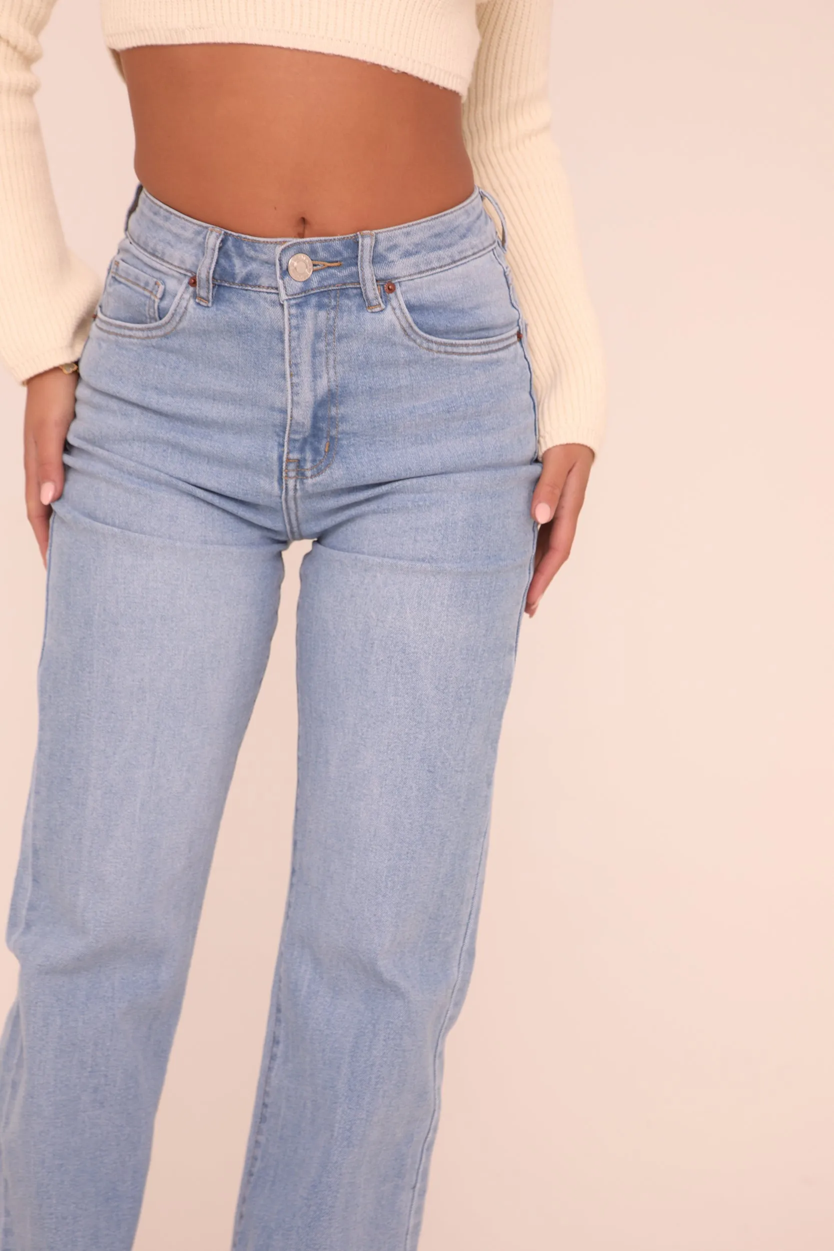 Bright Blue Stretch Straight Leg Jeans - Brianna