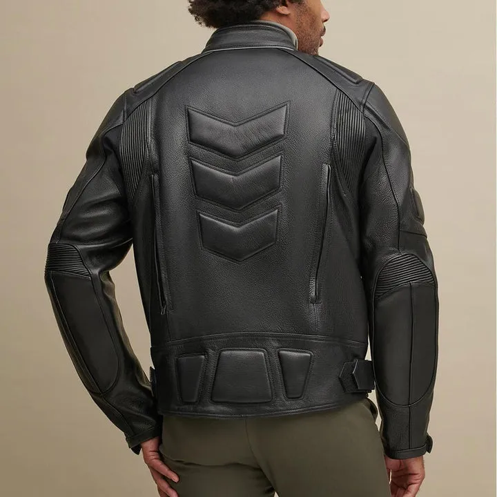 Buy Best 100%High Quality New Fashion Men Black Leather Performance Rider Biker Jacket