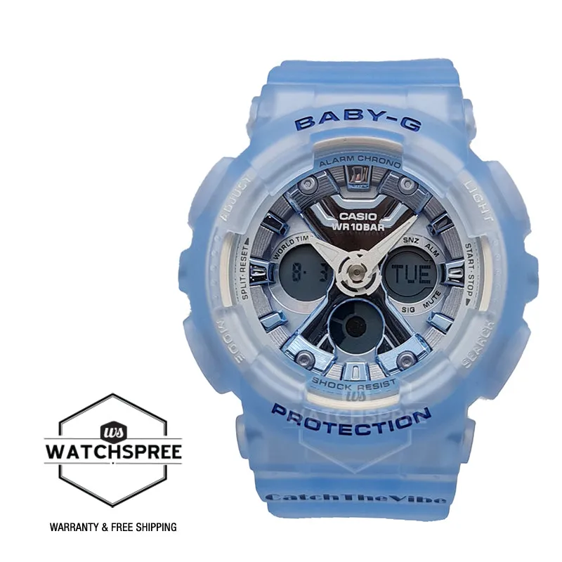 Casio Baby-G BA-130 Series RIEHATA Collection Blue Semi Transparent Resin Band Watch BA130CV-2A BA-130CV-2A