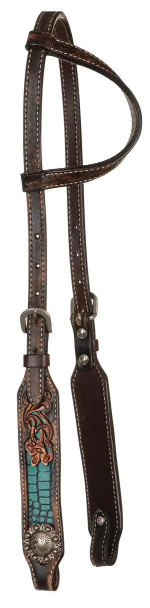 Circle Y Distressed Gator One Ear Headstall