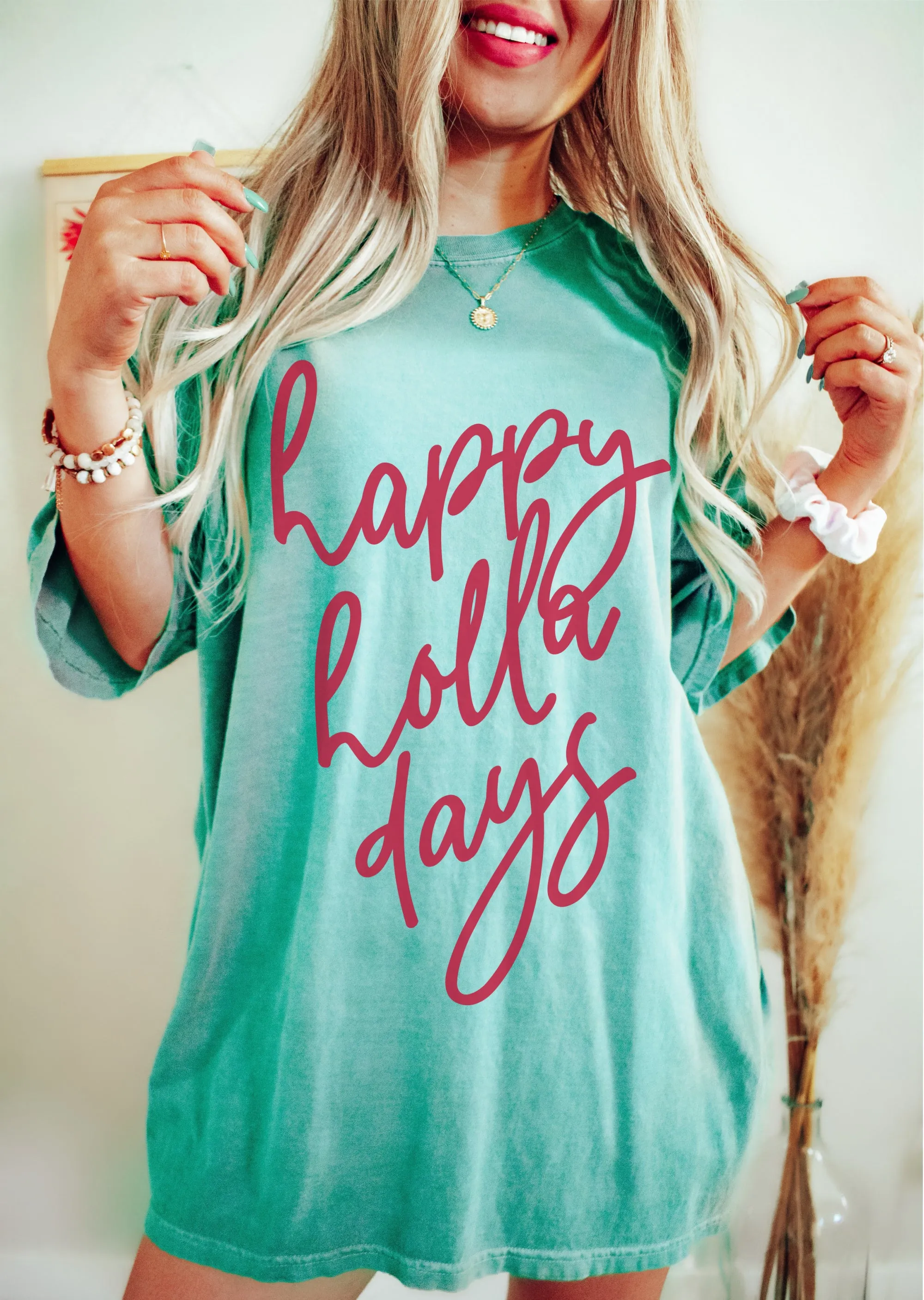 Comfort Colors Chalky Mint Happy Holla Days Shirt - Adult and Youth Sizes