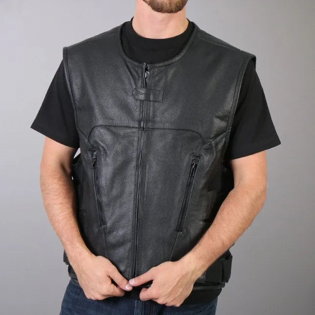 Concealed to Carry Leather Vest w/ Adjustable Side Straps, VSM1028-HL