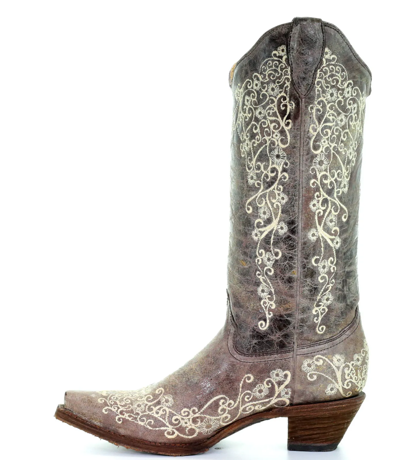 CORRAL WOMEN'S BROWN CRATER BONE EMBROIDERY BOOT- A1094