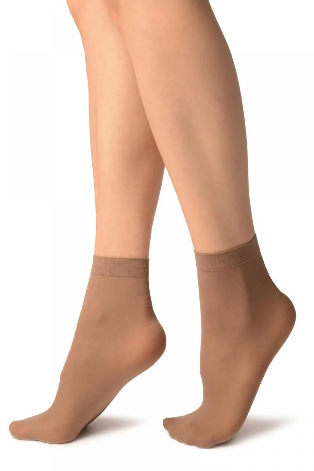 Dark Beige Plain Ankle High Socks