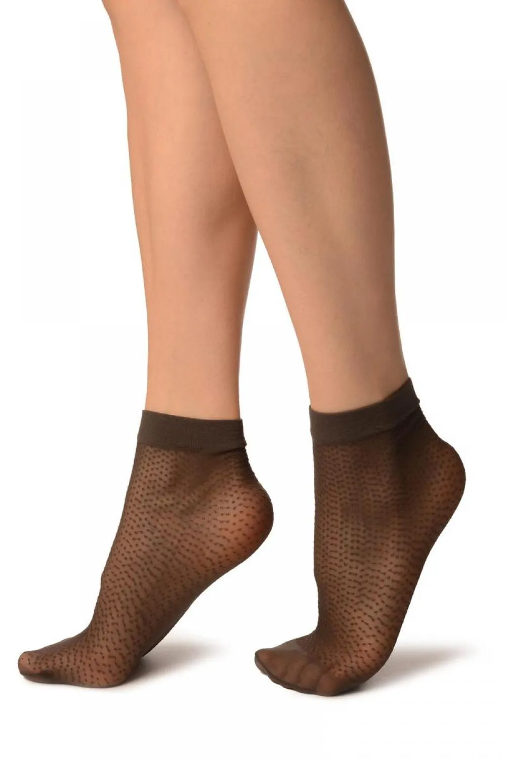 Dark Grey Woven Dots Ankle High Socks