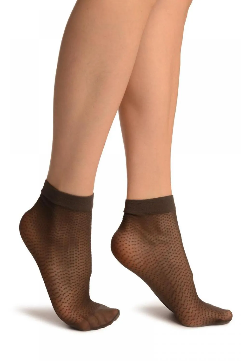 Dark Grey Woven Dots Ankle High Socks