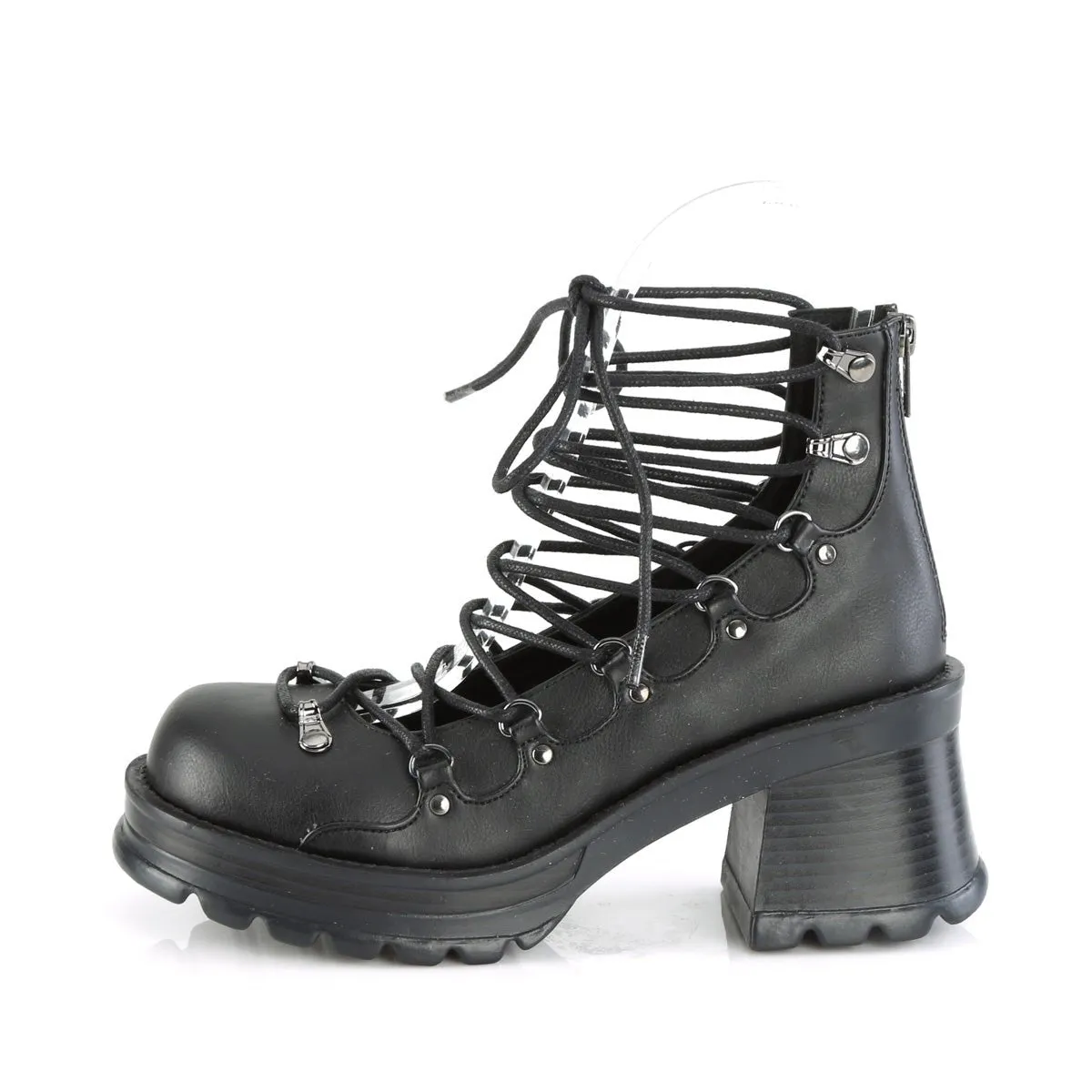 Demonia BRATTY-32 | Black Vegan Leather Platform Shoes