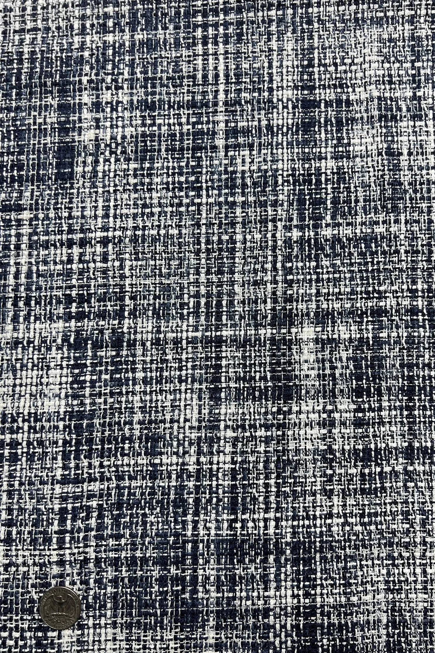 Denim Blue Silk Tweed Fabric