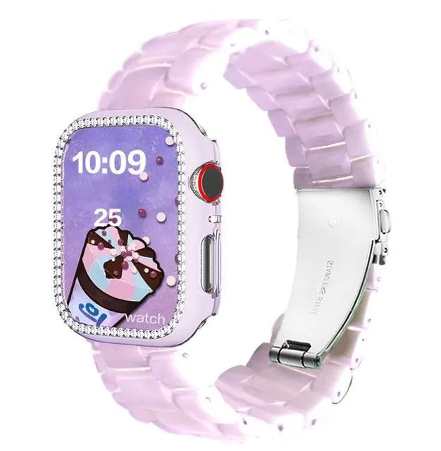 Diamond Case Resin Strap For Apple Series 6 5 Women Transparent Bracelet