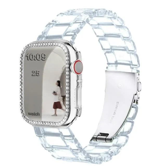 Diamond Case Resin Strap For Apple Series 6 5 Women Transparent Bracelet