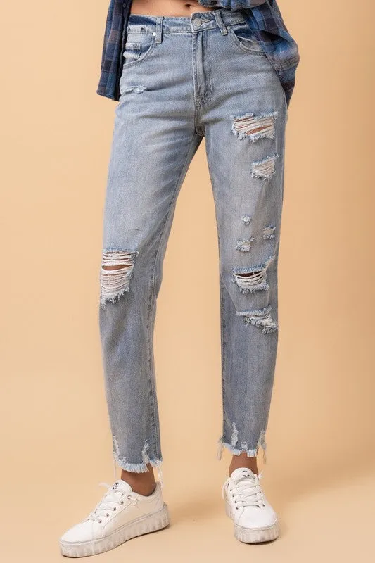 Distressed Girlfriend Jeans *Online Only*