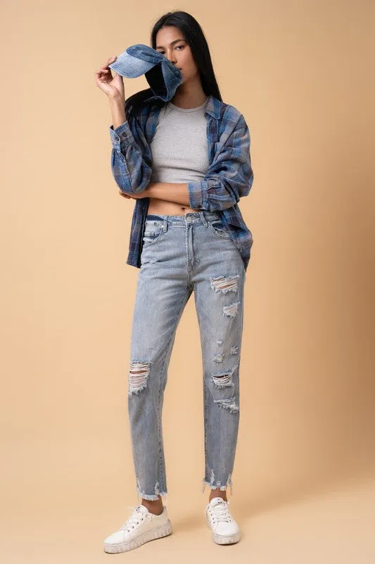 Distressed Girlfriend Jeans *Online Only*