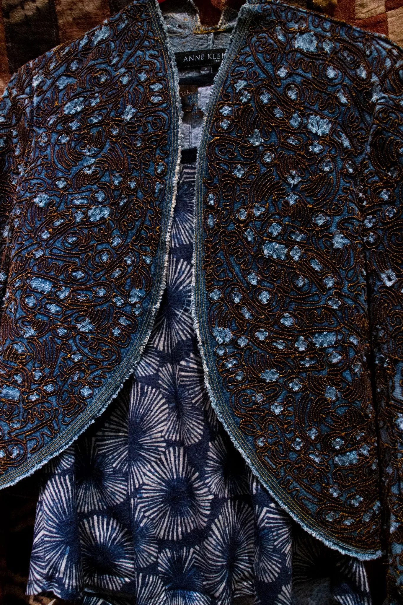 Embroidery Denim Jacket by  Ann Klein