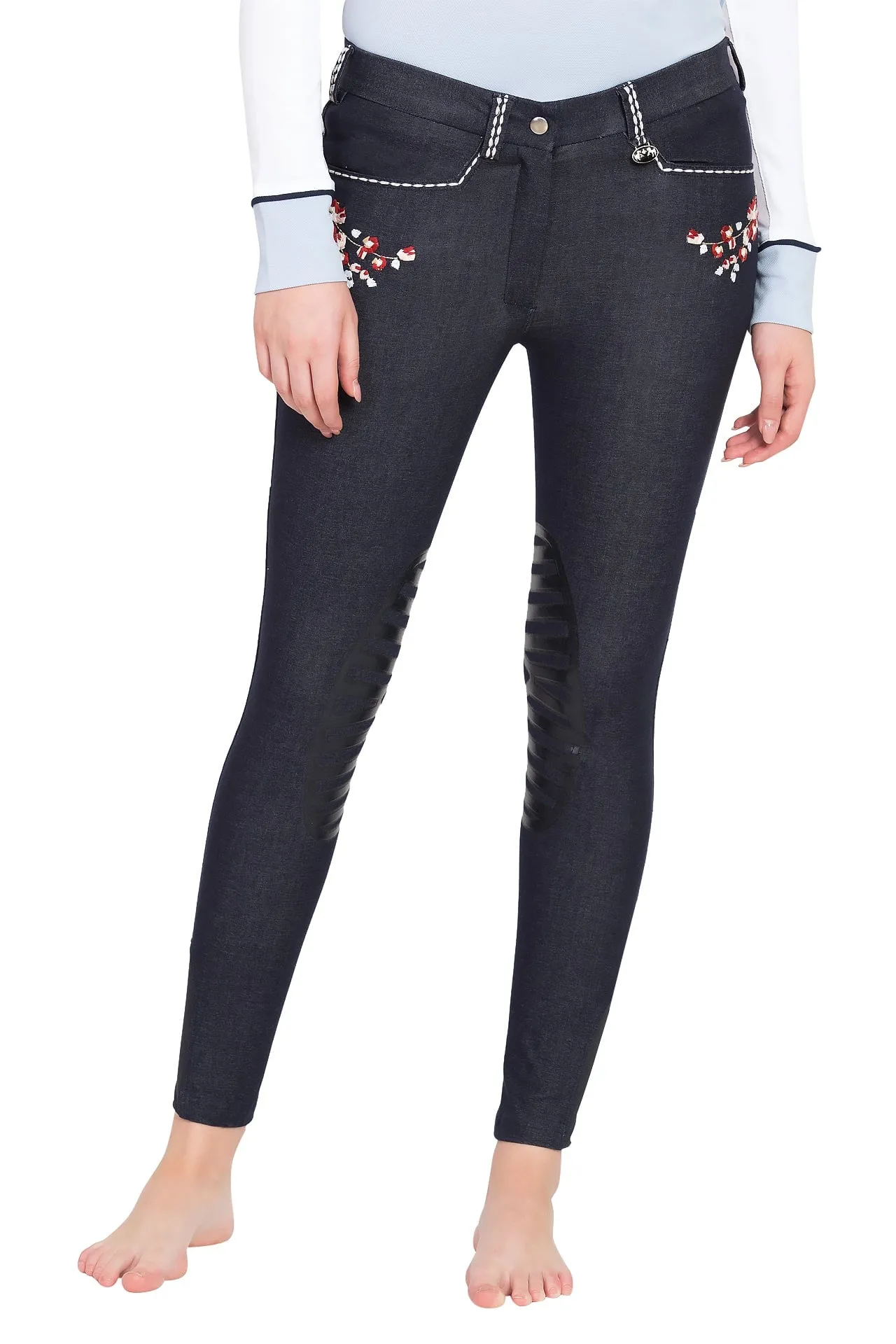 Equine Couture Ladies Alice Denim Embroidered Breeches