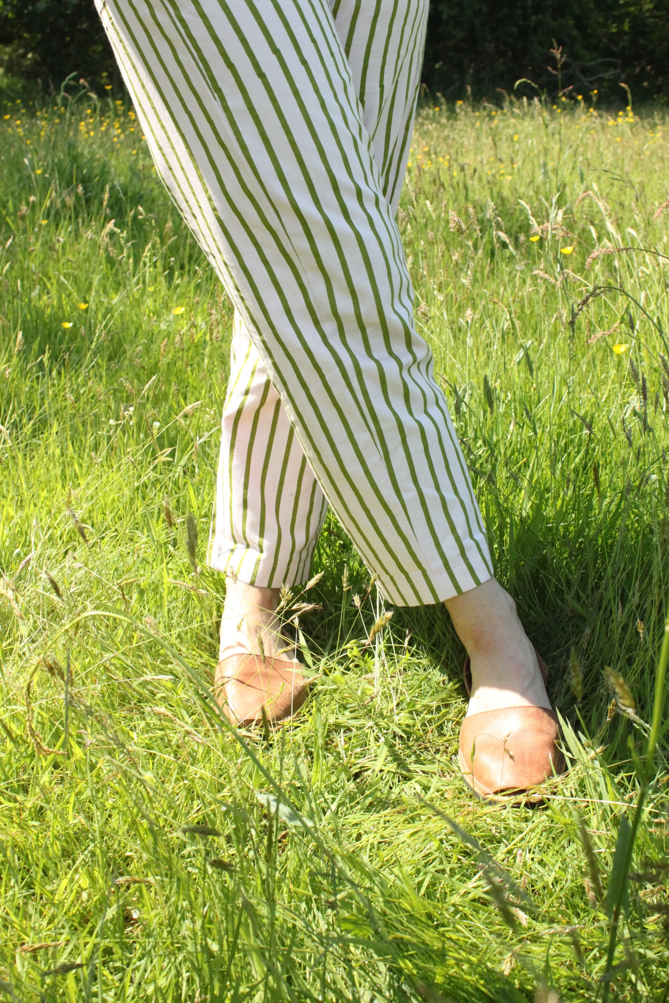 Estrella Pants in pink & green stripe