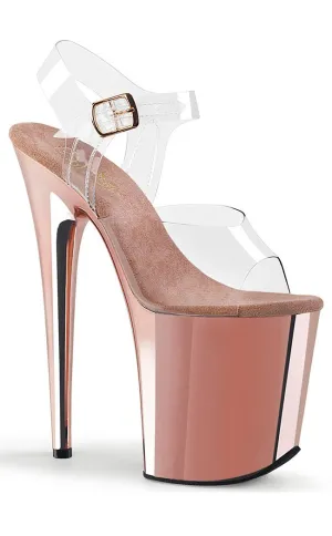 FLAMINGO-808 Clear & Rose Gold Platform Heels