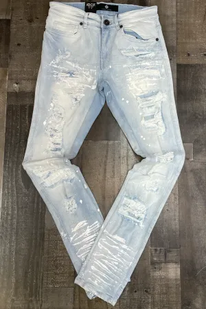 Focus- distressed denim with paint (L.T. wash)