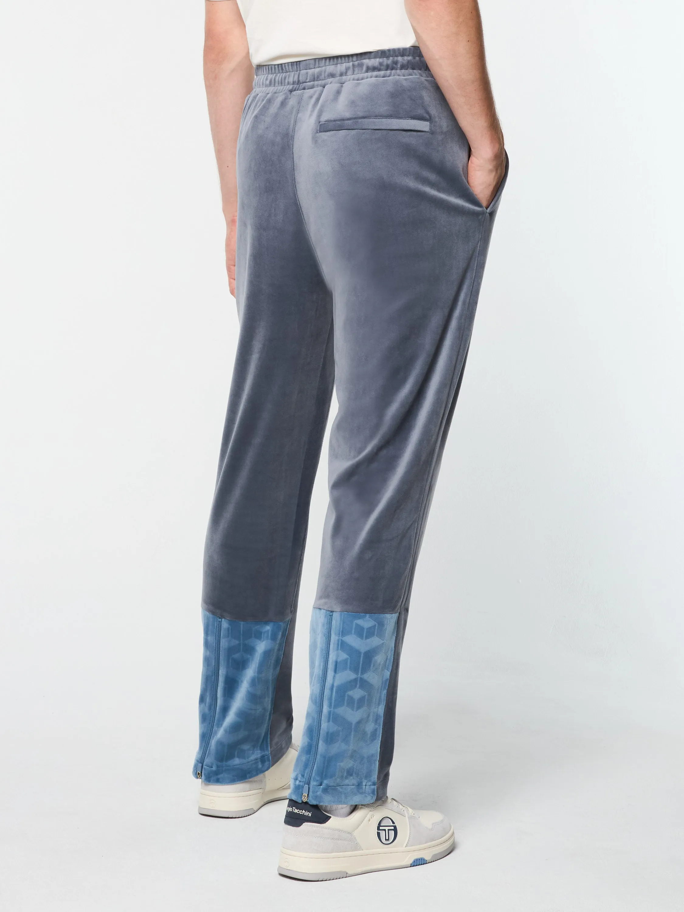 Foggia Velour Debossed Track Pant- Grisaille