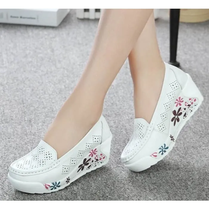 Genuine Leather Wedges Platform Women Shoes