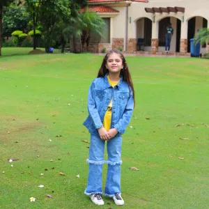 Girls denim embroidered jacket