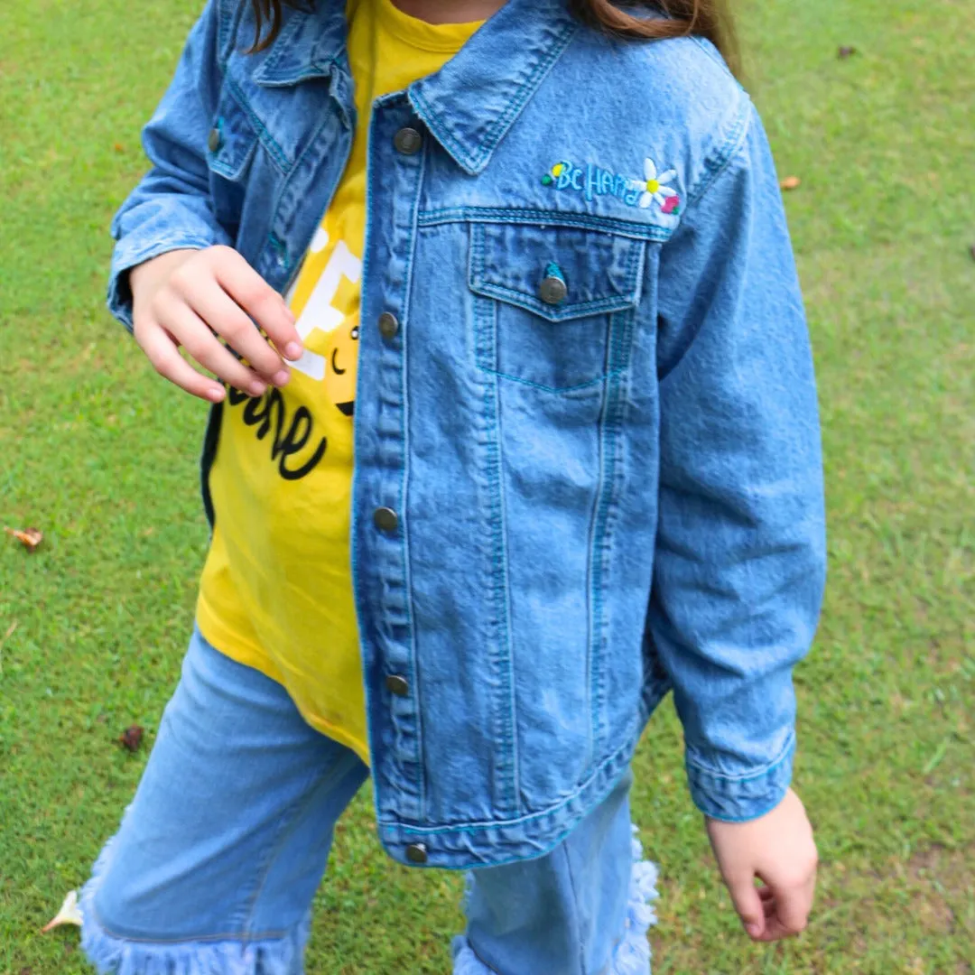 Girls denim embroidered jacket