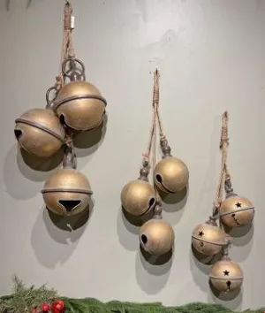 Gold Hanging Jingle Bells -3 Sizes