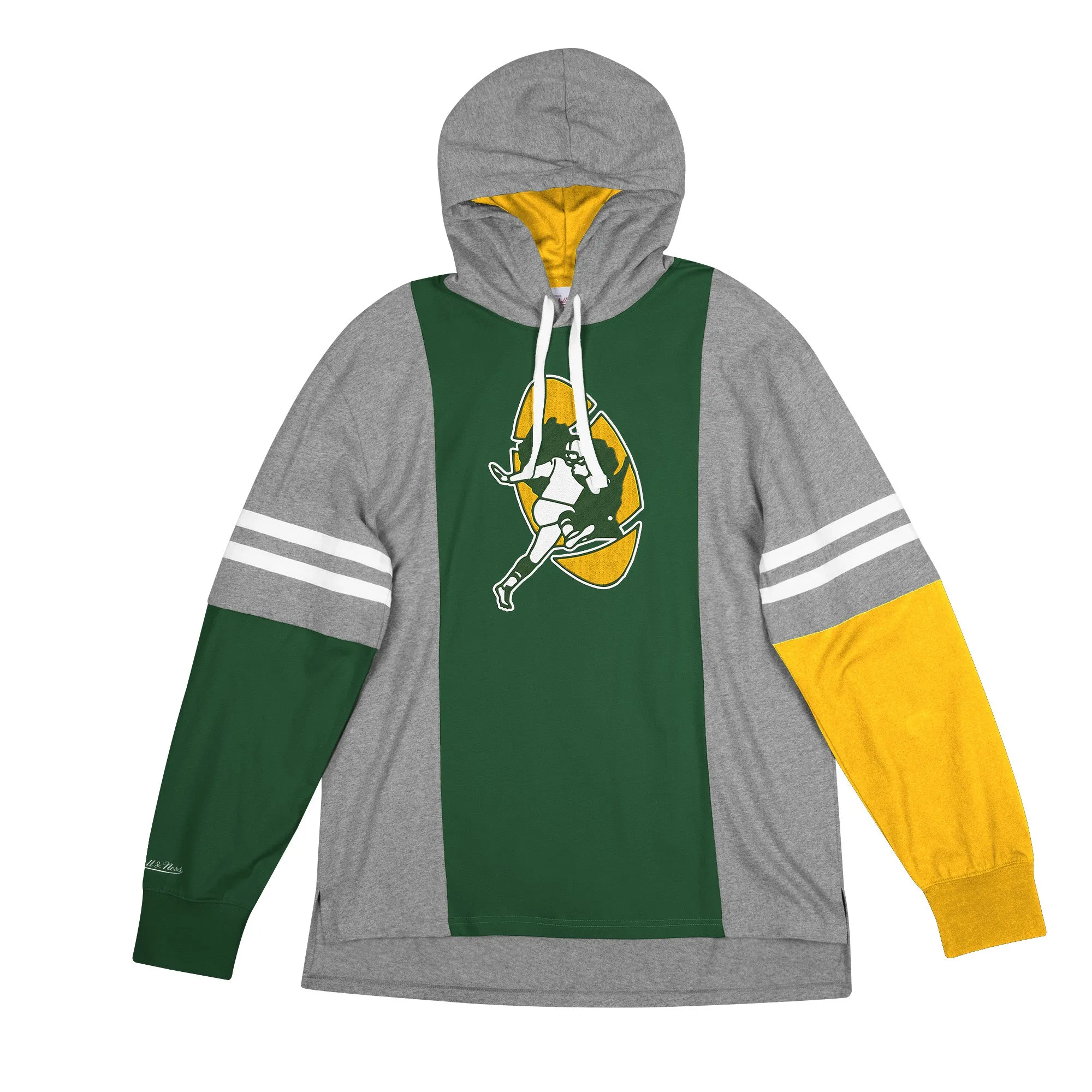 Green Bay Packers Color Blocked Long Sleeve Hooded Tee