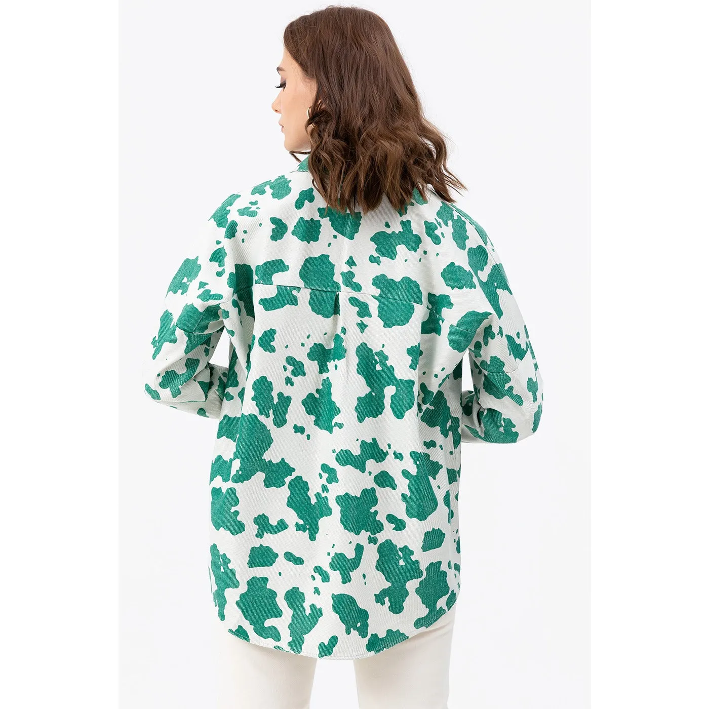 Green Oversized Patterned Shirt