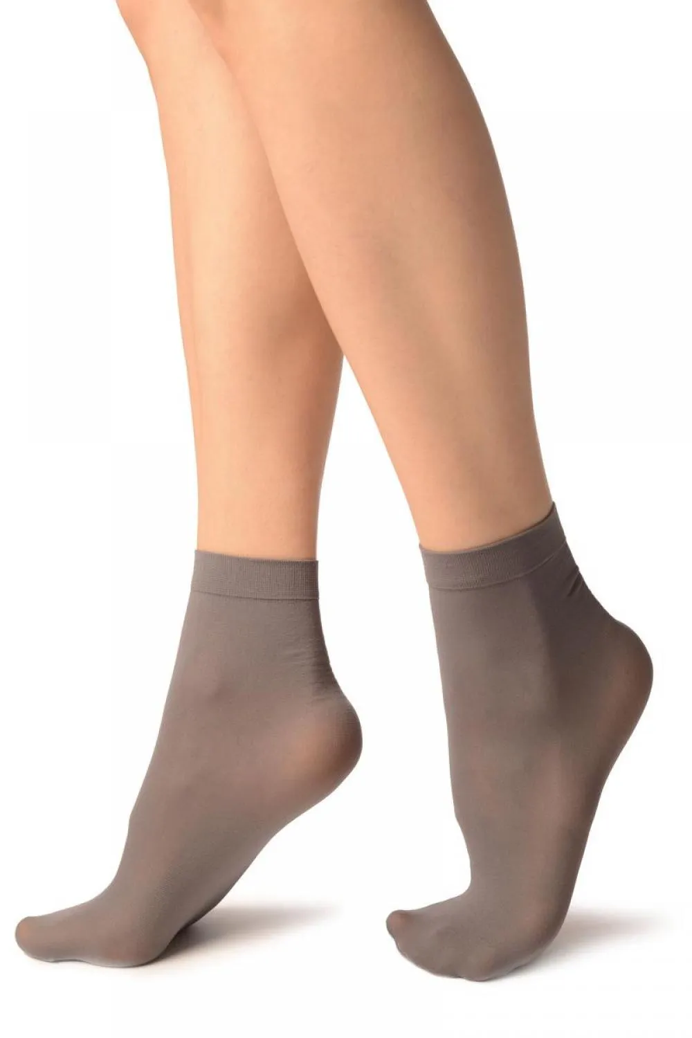 Grey Plain Ankle High Socks