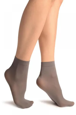 Grey Plain Ankle High Socks