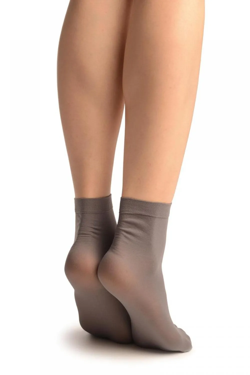 Grey Plain Ankle High Socks