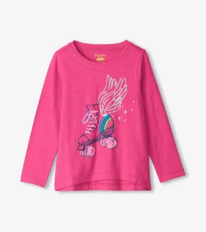 Hatley Girls Pink Skater Wing Long Sleeve Top