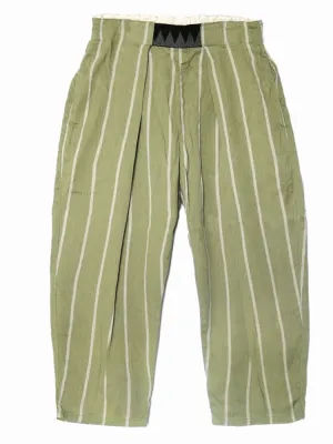 Hirata Hohiro Day Tide Loose Stripe Printed Linen Cotton Wide Leg Trousers