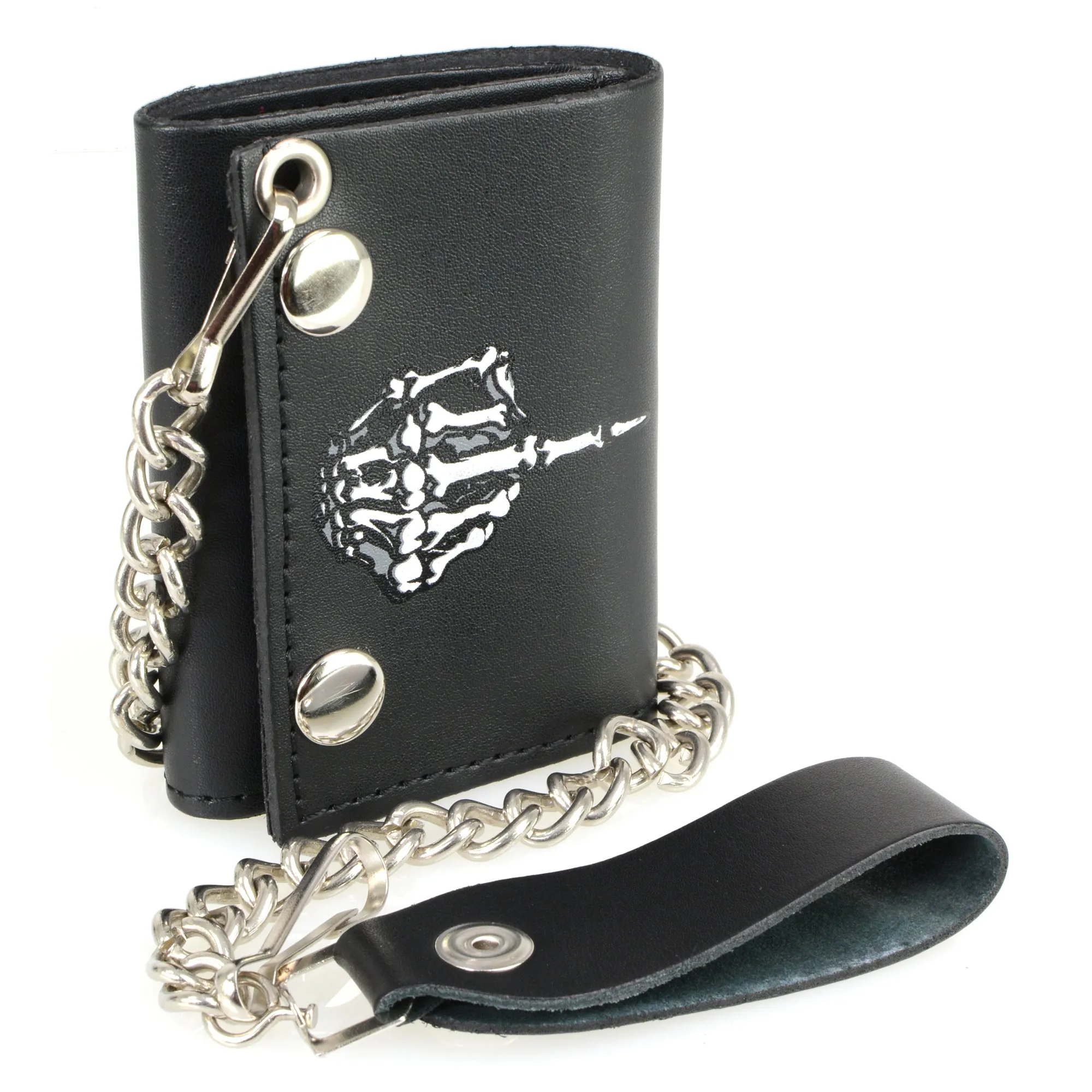 Hot Leathers Skeleton Finger Trifold Wallet